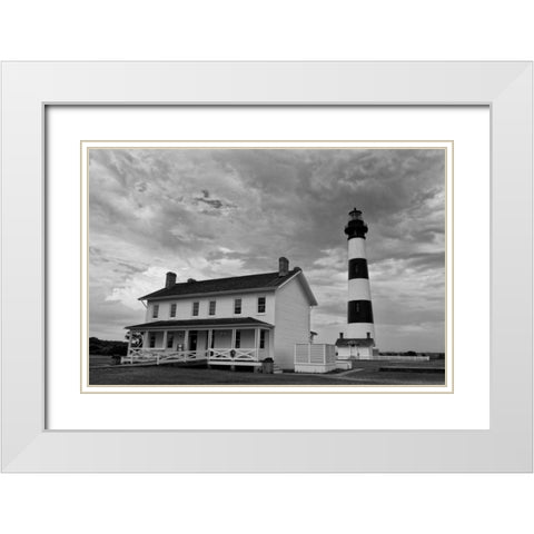 Bodie Lighthouse White Modern Wood Framed Art Print with Double Matting by Rowland, Joseph