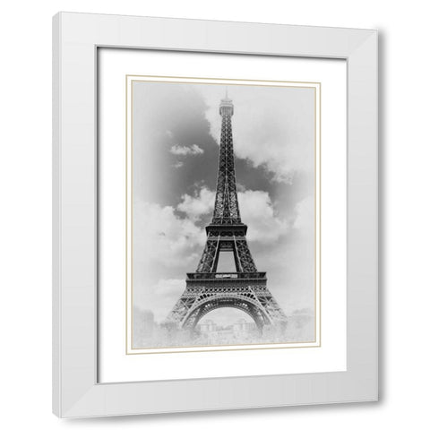 Eiffel 1 White Modern Wood Framed Art Print with Double Matting by De Carvalho, Sandro