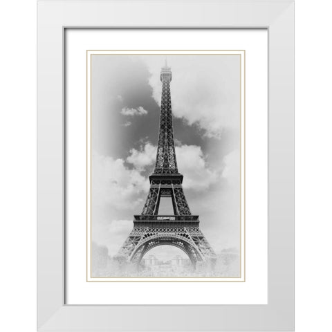 Eiffel 1 White Modern Wood Framed Art Print with Double Matting by De Carvalho, Sandro