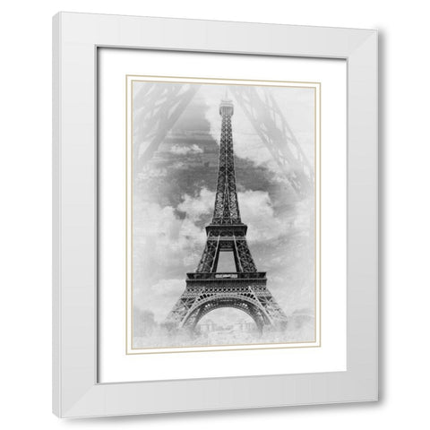 Eiffel 2 White Modern Wood Framed Art Print with Double Matting by De Carvalho, Sandro