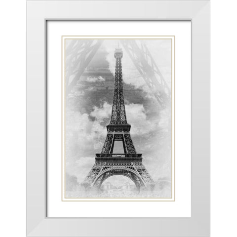 Eiffel 2 White Modern Wood Framed Art Print with Double Matting by De Carvalho, Sandro