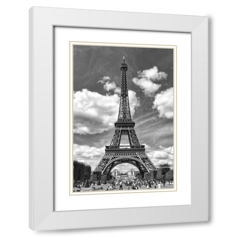 Eiffel 5 White Modern Wood Framed Art Print with Double Matting by De Carvalho, Sandro