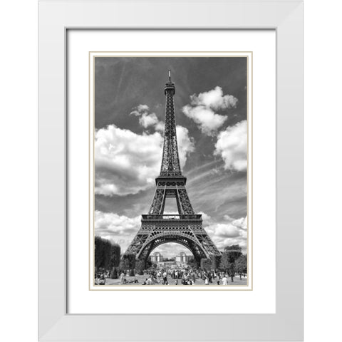 Eiffel 5 White Modern Wood Framed Art Print with Double Matting by De Carvalho, Sandro
