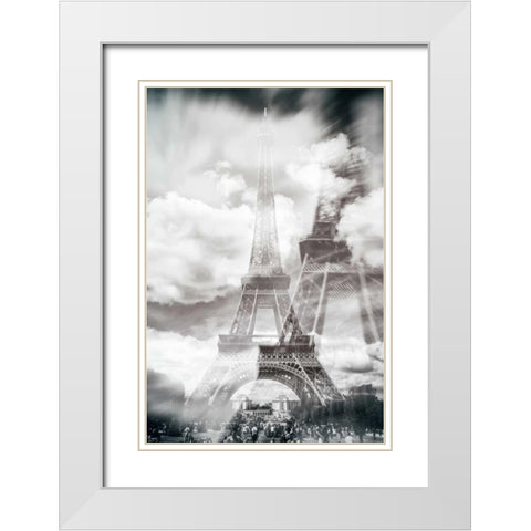 Eiffel 6 White Modern Wood Framed Art Print with Double Matting by De Carvalho, Sandro