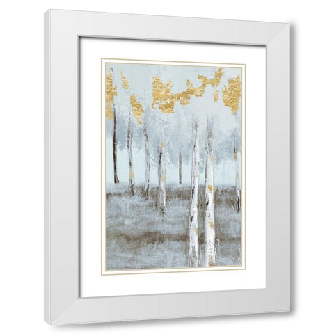 Birch Metallic Gray Day 2 White Modern Wood Framed Art Print with Double Matting by Sunny
