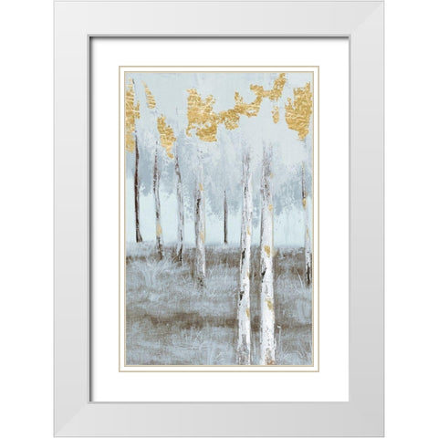 Birch Metallic Gray Day 2 White Modern Wood Framed Art Print with Double Matting by Sunny