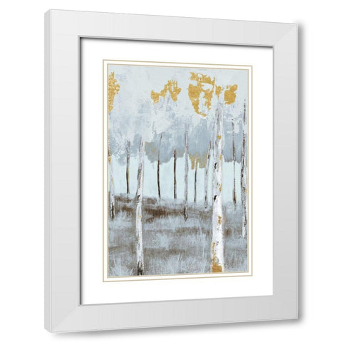 Birch Metallic Gray Day 3 White Modern Wood Framed Art Print with Double Matting by Sunny