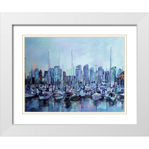 Harbour Views White Modern Wood Framed Art Print with Double Matting by Ghanooni, Sarah