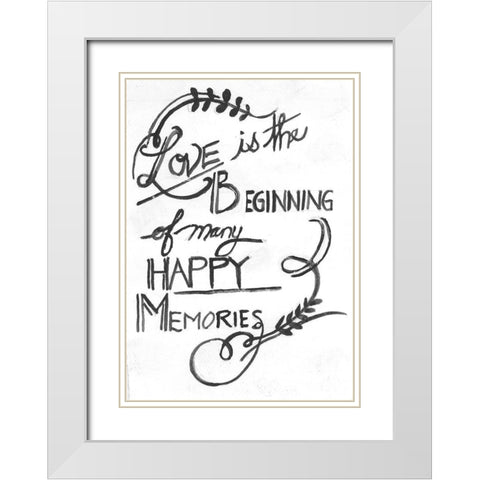 Love Is The Beginning White Modern Wood Framed Art Print with Double Matting by Haynes, Smith