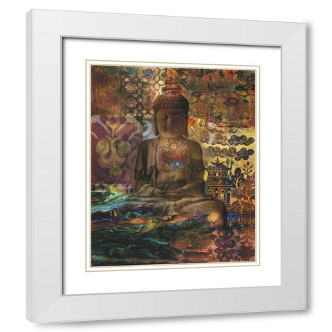 Buddah Zen White Modern Wood Framed Art Print with Double Matting by Haynes, Smith