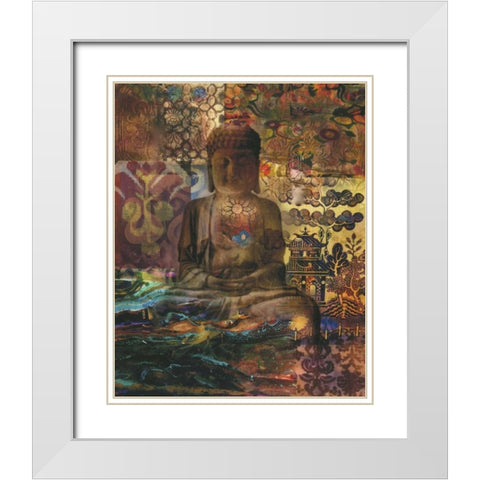 Buddah Zen White Modern Wood Framed Art Print with Double Matting by Haynes, Smith