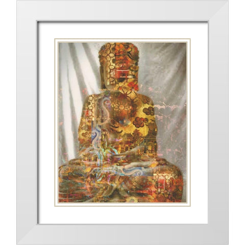 Buddah Zen 2 White Modern Wood Framed Art Print with Double Matting by Haynes, Smith