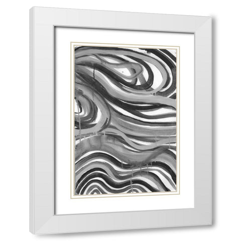 Charcoal Ripples 1 White Modern Wood Framed Art Print with Double Matting by Haynes, Smith