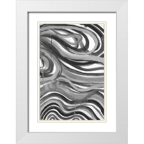 Charcoal Ripples 1 White Modern Wood Framed Art Print with Double Matting by Haynes, Smith