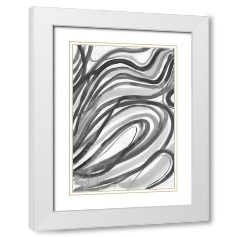 Charcoal Ripples 2 White Modern Wood Framed Art Print with Double Matting by Haynes, Smith