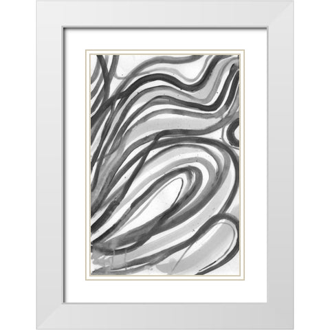 Charcoal Ripples 2 White Modern Wood Framed Art Print with Double Matting by Haynes, Smith