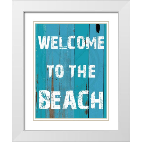 Welcome To The Beach White Modern Wood Framed Art Print with Double Matting by Lewis, Sheldon