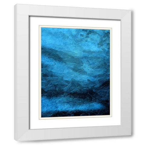 Indigo Bruch Strokes Abstract White Modern Wood Framed Art Print with Double Matting by Lewis, Sheldon