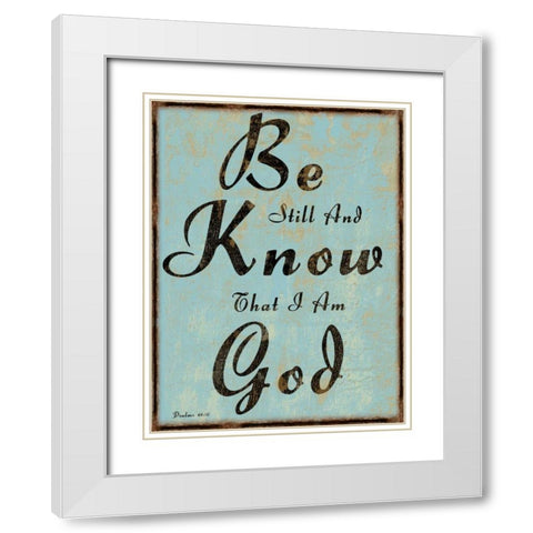 Psalms 46-10 White Modern Wood Framed Art Print with Double Matting by Lewis, Sheldon