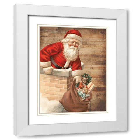 Hurry Down The Chimney White Modern Wood Framed Art Print with Double Matting by Lewis, Sheldon