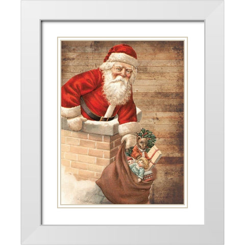 Hurry Down The Chimney White Modern Wood Framed Art Print with Double Matting by Lewis, Sheldon