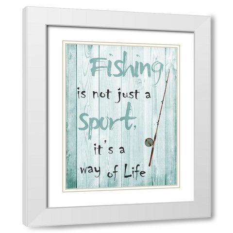Fishing White Modern Wood Framed Art Print with Double Matting by Lewis, Sheldon