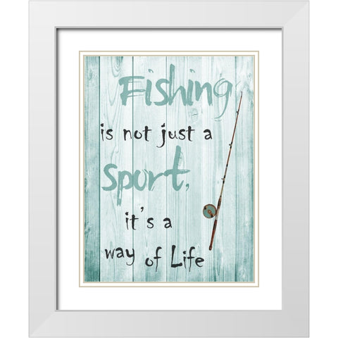Fishing White Modern Wood Framed Art Print with Double Matting by Lewis, Sheldon