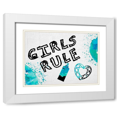 Girls Rule 2 White Modern Wood Framed Art Print with Double Matting by Lewis, Sheldon