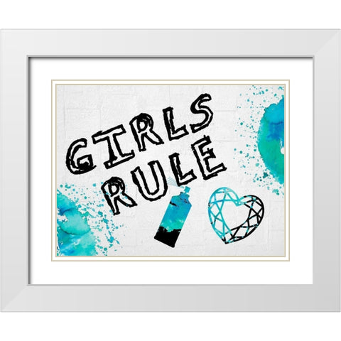 Girls Rule 2 White Modern Wood Framed Art Print with Double Matting by Lewis, Sheldon
