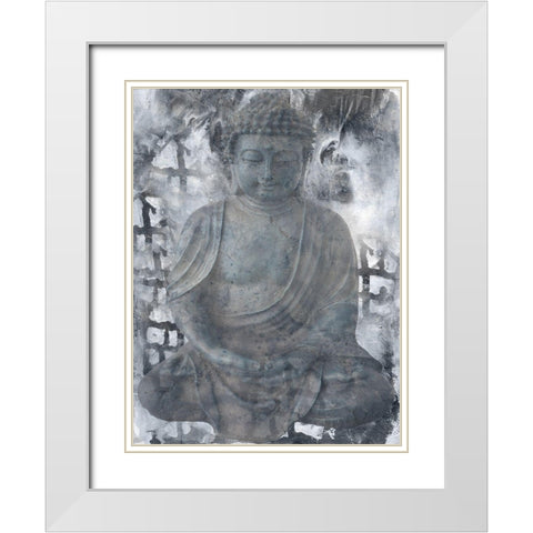 Buddah White Modern Wood Framed Art Print with Double Matting by Lewis, Sheldon