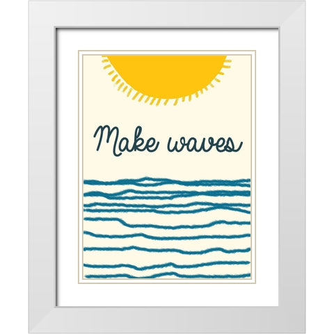Waves White Modern Wood Framed Art Print with Double Matting by Lewis, Sheldon