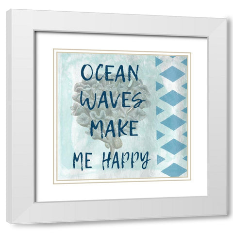 Waves White Modern Wood Framed Art Print with Double Matting by Lewis, Sheldon