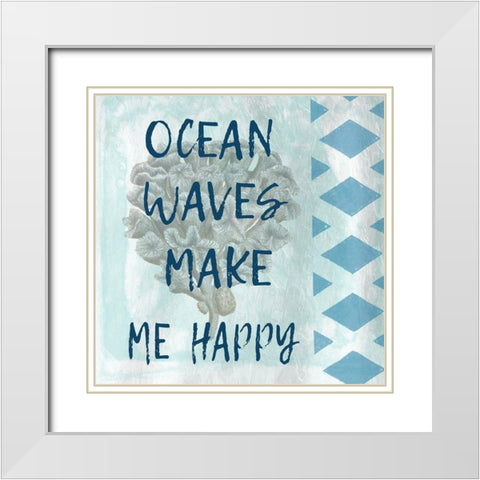 Waves White Modern Wood Framed Art Print with Double Matting by Lewis, Sheldon