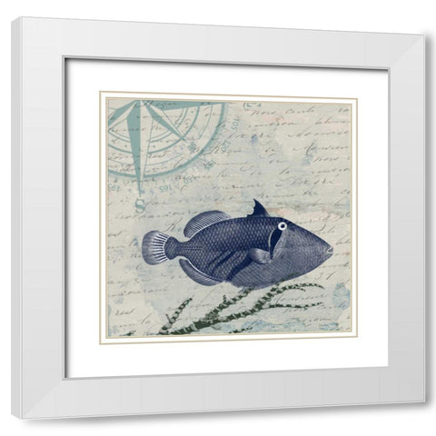 Calm Blue Ocean White Modern Wood Framed Art Print with Double Matting by Lewis, Sheldon