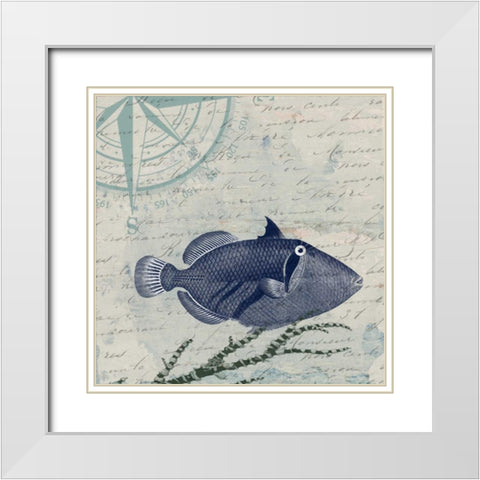 Calm Blue Ocean White Modern Wood Framed Art Print with Double Matting by Lewis, Sheldon