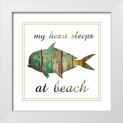 My Heart And The Beach White Modern Wood Framed Art Print with Double Matting by Lewis, Sheldon