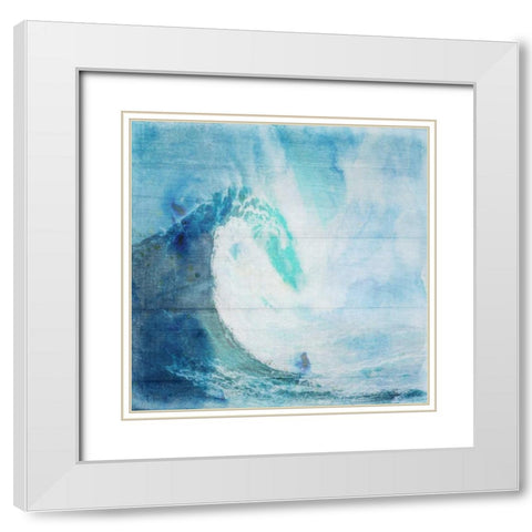 Ocean Wave On Wood 2 White Modern Wood Framed Art Print with Double Matting by Lewis, Sheldon