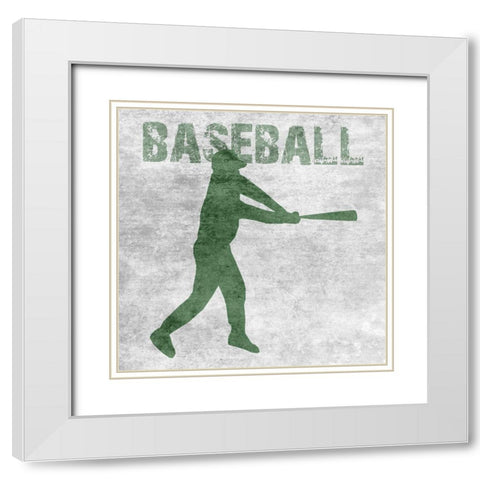 Baseball White Modern Wood Framed Art Print with Double Matting by Lewis, Sheldon