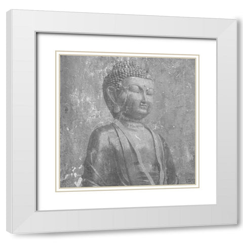 Stone Wall  Buddah White Modern Wood Framed Art Print with Double Matting by Lewis, Sheldon