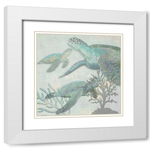 Turtles White Modern Wood Framed Art Print with Double Matting by Lewis, Sheldon