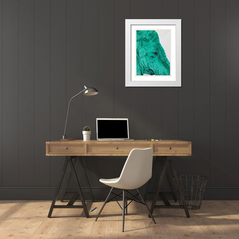 Wild Elephant White Modern Wood Framed Art Print with Double Matting by Altavilla, Simona