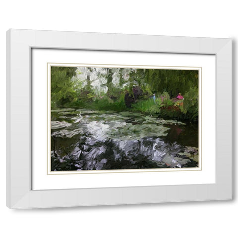 Monet Pond 2 White Modern Wood Framed Art Print with Double Matting by Butcher, Sarah