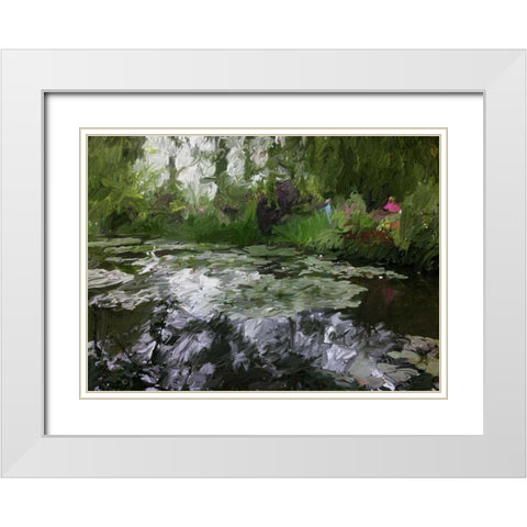 Monet Pond 2 White Modern Wood Framed Art Print with Double Matting by Butcher, Sarah