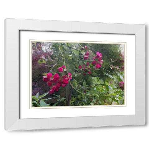 Monets Garden White Modern Wood Framed Art Print with Double Matting by Butcher, Sarah