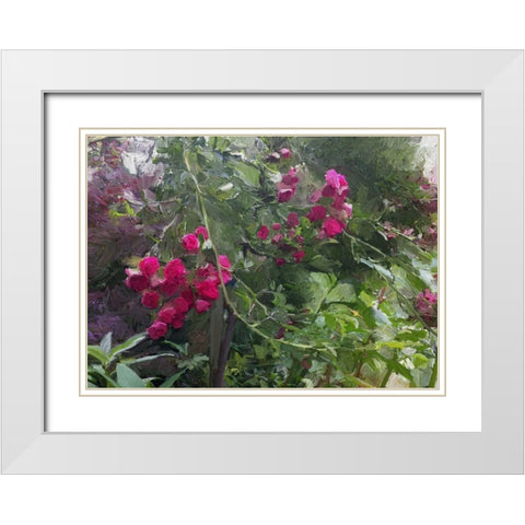 Monets Garden White Modern Wood Framed Art Print with Double Matting by Butcher, Sarah