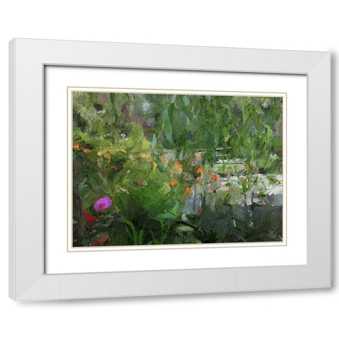 Monets Pond At Giverny White Modern Wood Framed Art Print with Double Matting by Butcher, Sarah