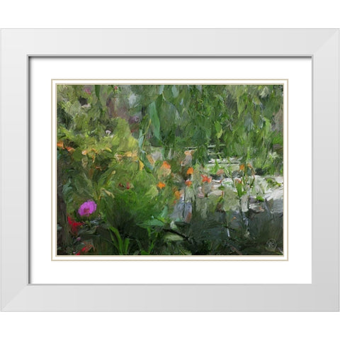 Monets Pond At Giverny White Modern Wood Framed Art Print with Double Matting by Butcher, Sarah
