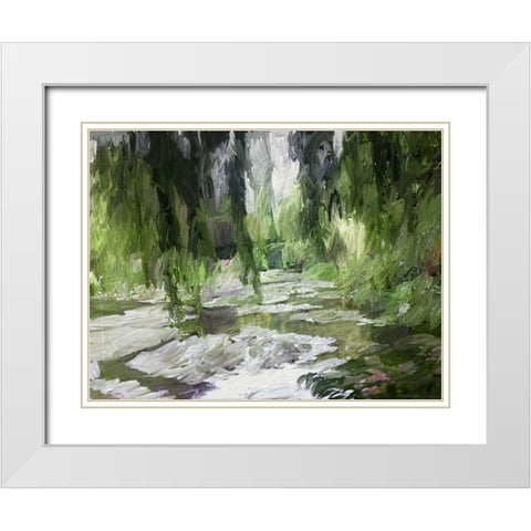Monets Tranquil Gardens White Modern Wood Framed Art Print with Double Matting by Butcher, Sarah