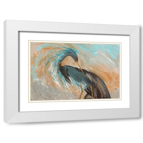 Beachy Bird Frill White Modern Wood Framed Art Print with Double Matting by Butcher, Sarah