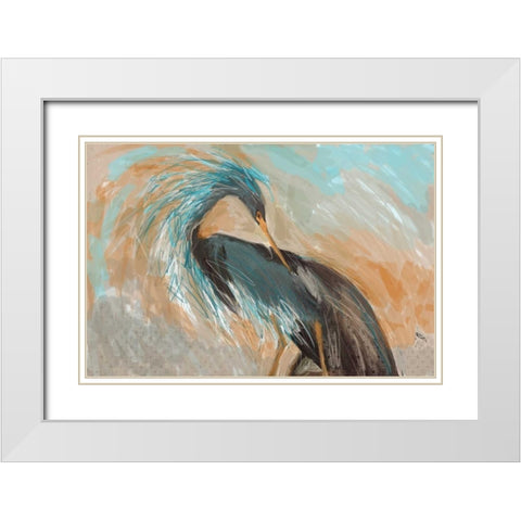Beachy Bird Frill White Modern Wood Framed Art Print with Double Matting by Butcher, Sarah